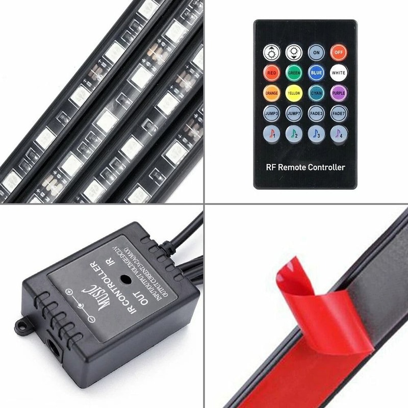 LED Under Car Glow System RGB Neon Tube Kit Underglow Underbody Lights MultiColor Music Sync Lighti 6