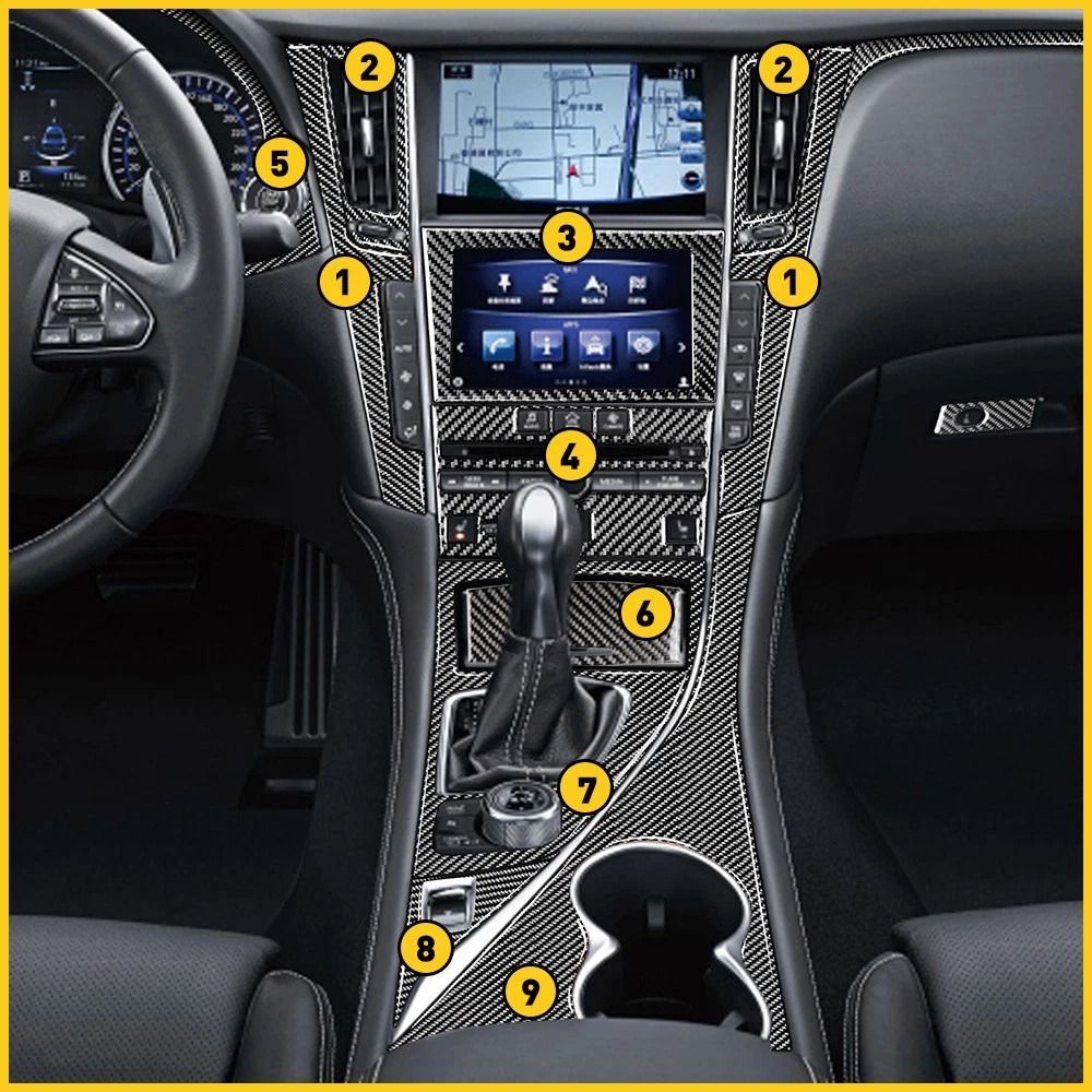 Full Interior Carbon Fiber Kit Set Cover Trim Premium Gear Shift Protection Easy Installation Perfe 1
