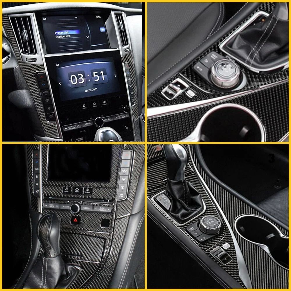 Full Interior Carbon Fiber Kit Set Cover Trim Premium Gear Shift Protection Easy Installation Perfe 0