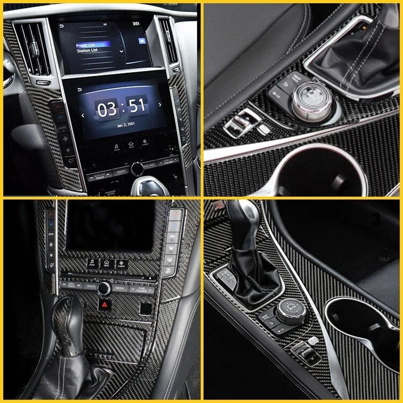 Full Interior Carbon Fiber Kit Set Cover Trim Premium Gear Shift Protection Easy Installation Perfe 0