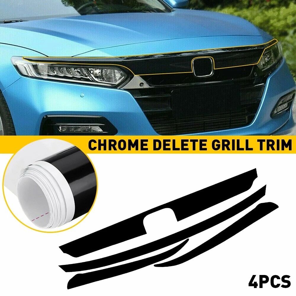 Blackout Overlay Front Grill Trim Chrome Delete For Custom Car Styling Durable Gloss Black Vinyl Pe 4