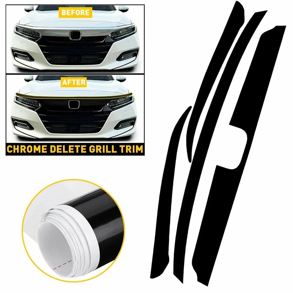 Blackout Overlay Front Grill Trim Chrome Delete For Custom Car Styling Durable Gloss Black Vinyl Pe 5
