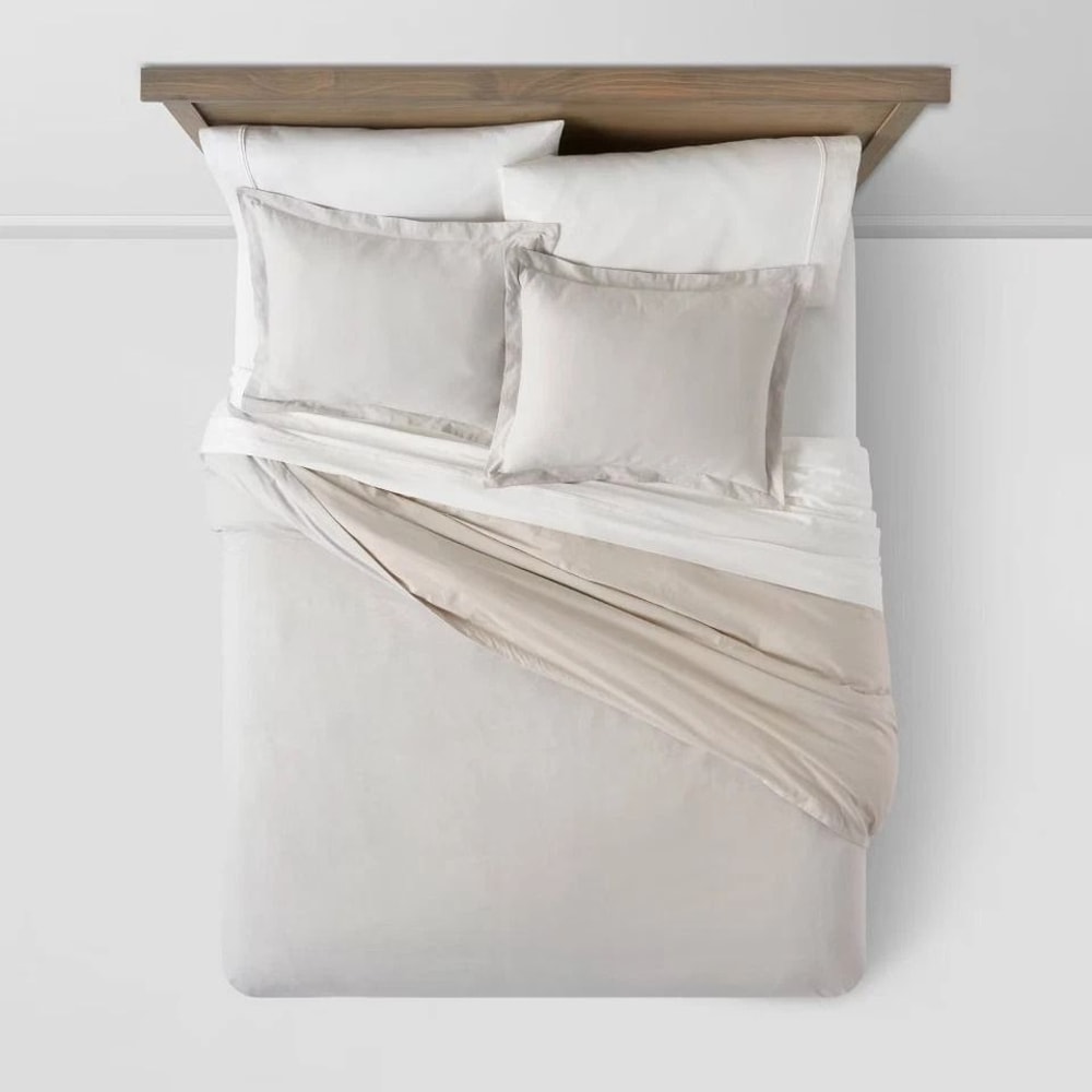 FullQueen Cotton Linen Chambray Duvet Cover Sham Set Light Gray Soft Chambray Fabric For YearRound 4