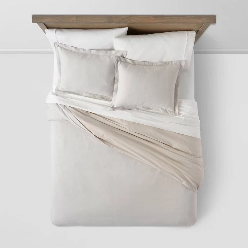 FullQueen Cotton Linen Chambray Duvet Cover Sham Set Light Gray Soft Chambray Fabric For YearRound 4