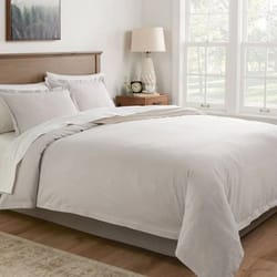 full/queen cotton linen chambray duvet cover & sham set light gray, soft chambray fabric for year-round comfort