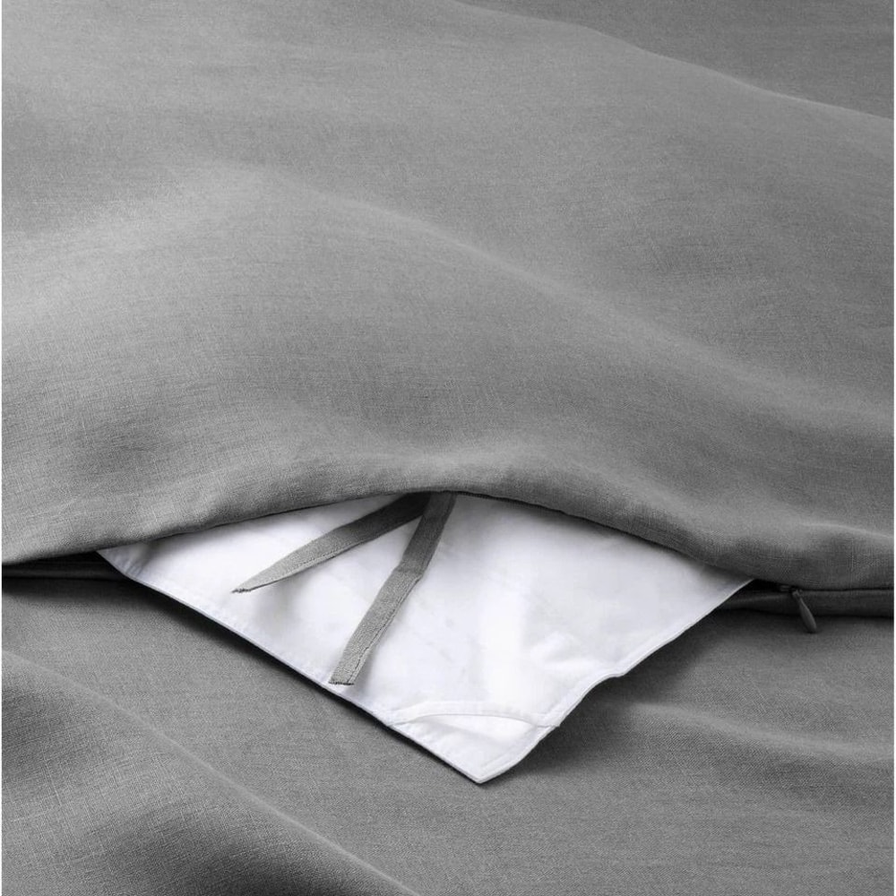 FullQueen Hemp Duvet Sham Set Dark Gray Lightweight Comfortable Bedding For Relaxing Sleep 6