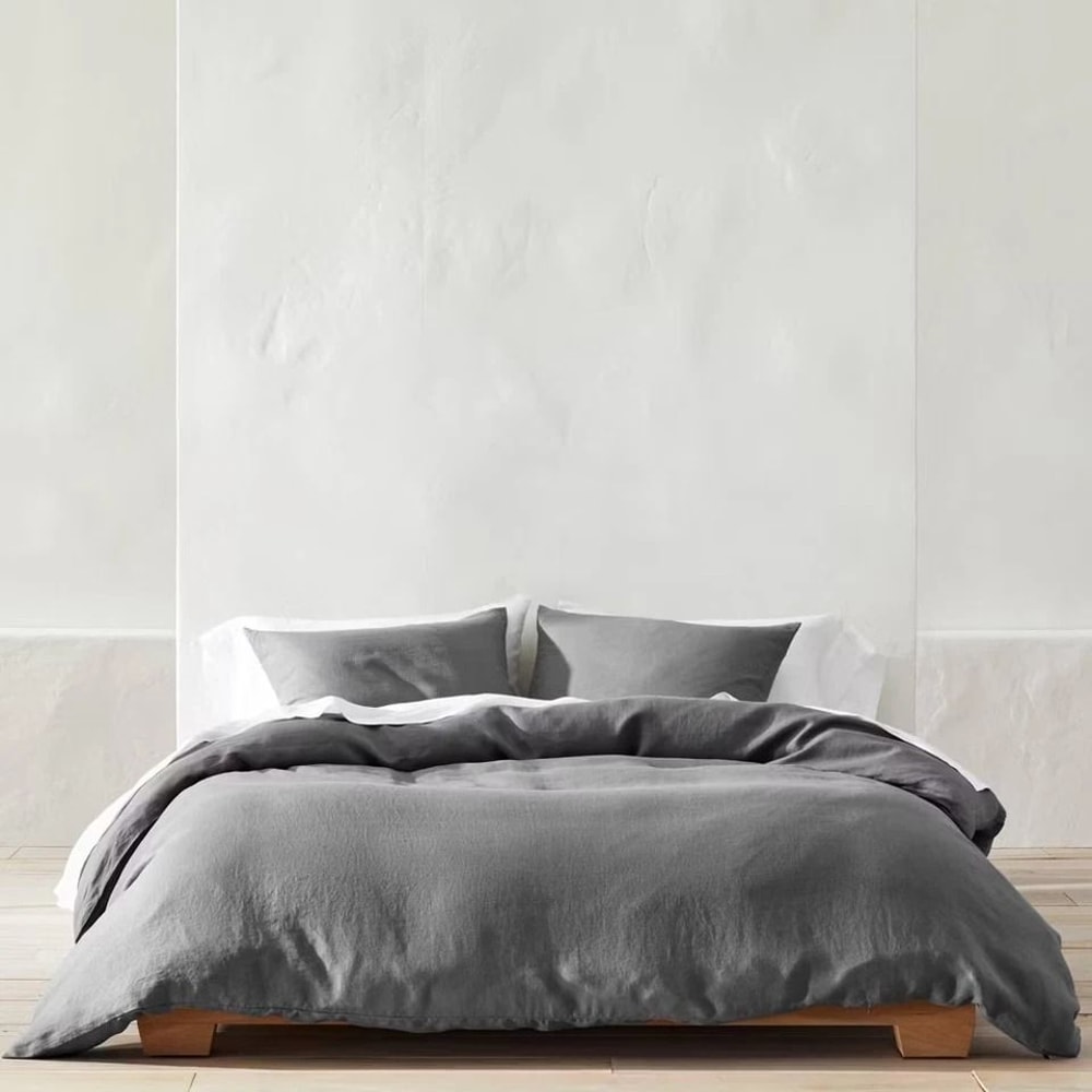 FullQueen Hemp Duvet Sham Set Dark Gray Lightweight Comfortable Bedding For Relaxing Sleep 8