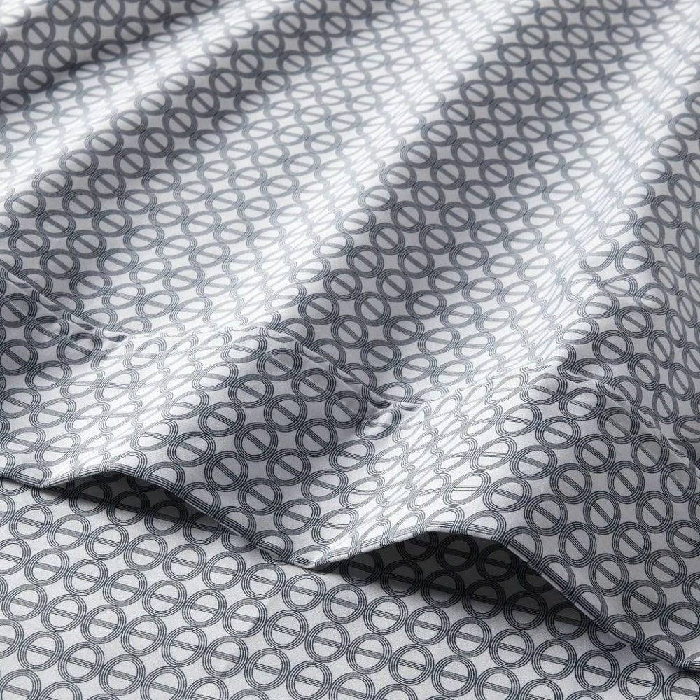 Threshold Full Thread Count Performance Sheet Set Blue Geo Pattern Soft Cotton 3