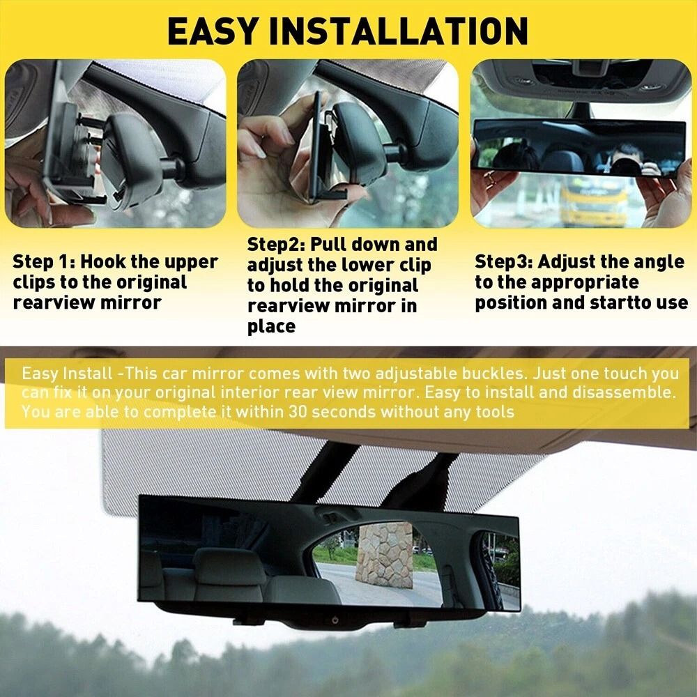 Clear View Wide Angle Rear View Mirror Car Interior Panoramic Mirror For Better Visibility 6