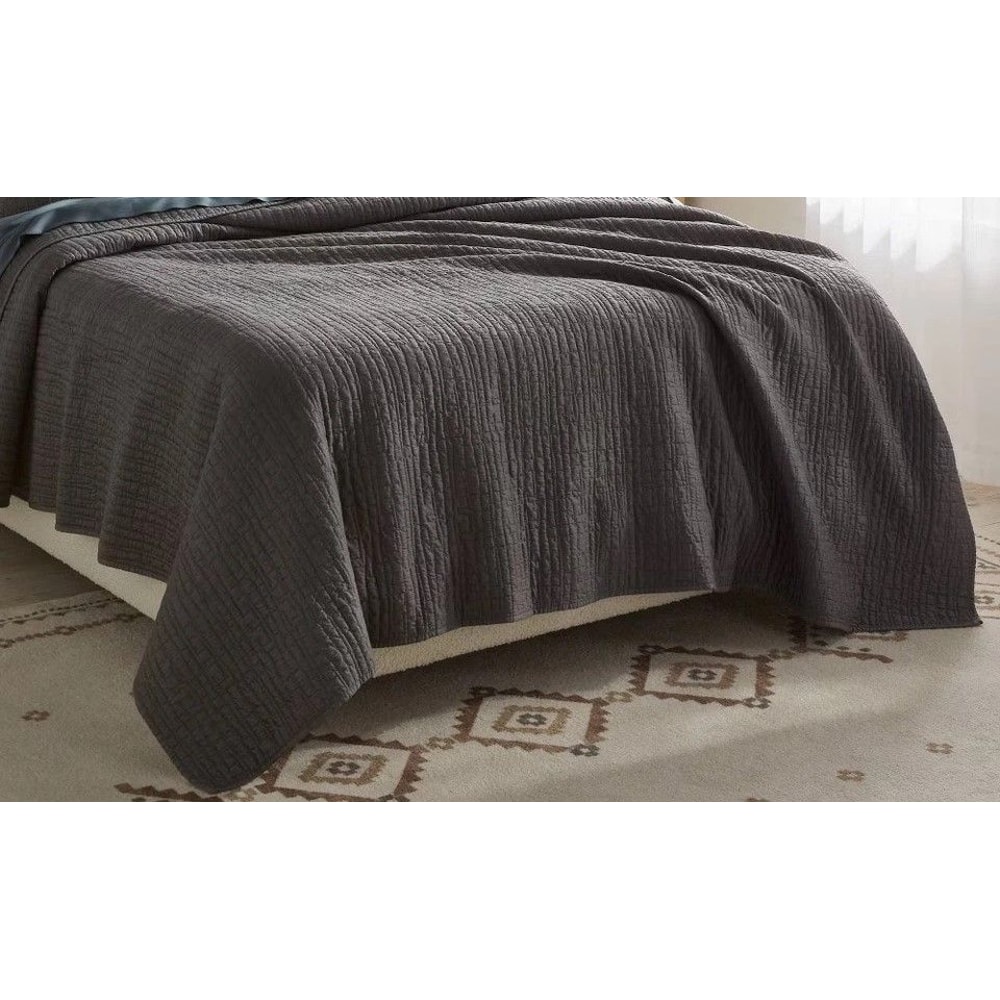 Luxe King Quilt In Dark Gray Lyocell Shell By Threshold Cozy CottonPolyester Fill Easy Care 3