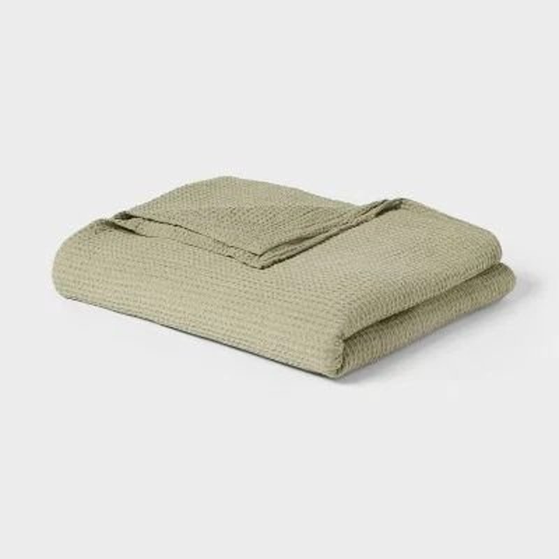 FullQueen Lyocell Waffle Blanket Green Threshold Cooling And Midweight Perfect For YearRound Comfo 4