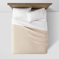 king washed cotton sateen quilt khaki - luxury sleep comfort, threshold