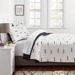 full/queen satin quilt white/black, soft midweight sateen coverlet, room essentials