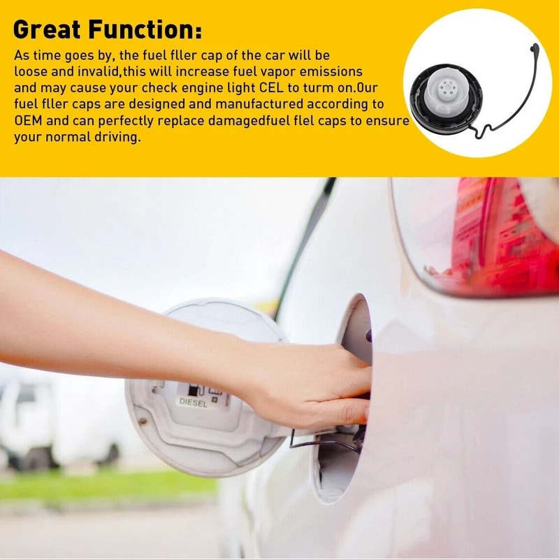 HighPerformance Factory Gas Cap Durable ABS Fuel Cap Easy Install Prevents Engine Light Secure Fuel 5