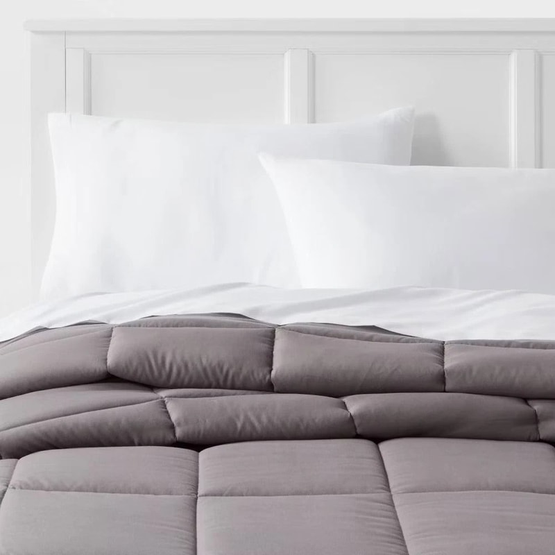 Washed Microfiber FullQueen Reversible Comforter Dark Gray Down Alternative Filling Soft Comfortab 1