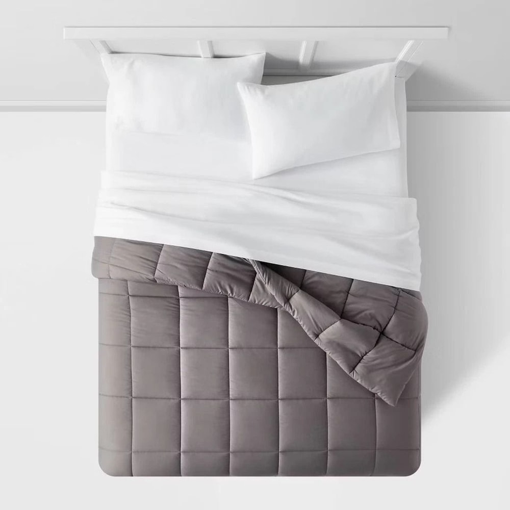 Washed Microfiber FullQueen Reversible Comforter Dark Gray Down Alternative Filling Soft Comfortab 3