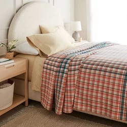 threshold full/queen spring matelasse blanket, plaid pattern, eco-friendly cotton blend, soft, midweight fabric