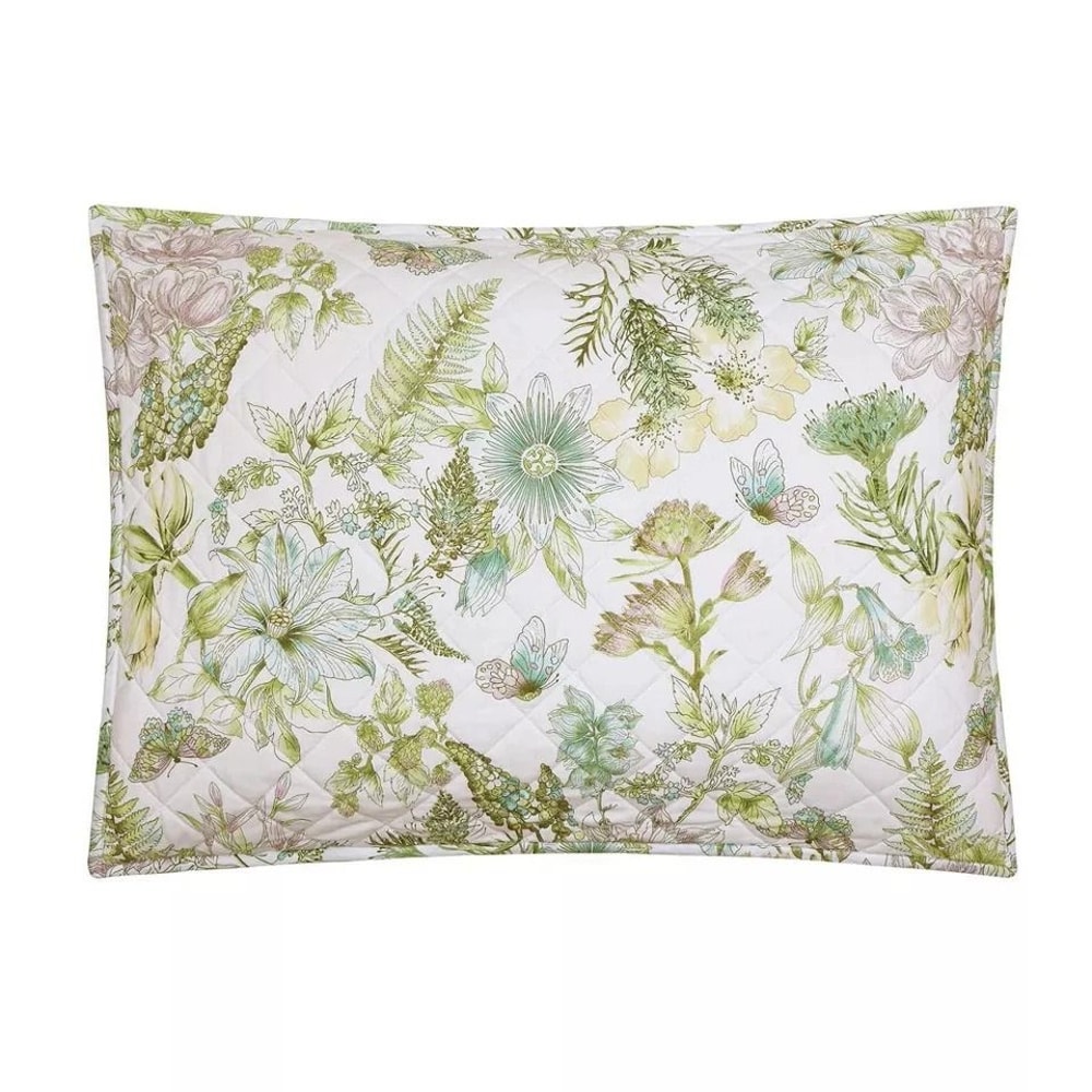 Botanical Floral Green FullQueen Quilt Set Modern Heirloom Bedding Reversible Soft Polyester Machin 1