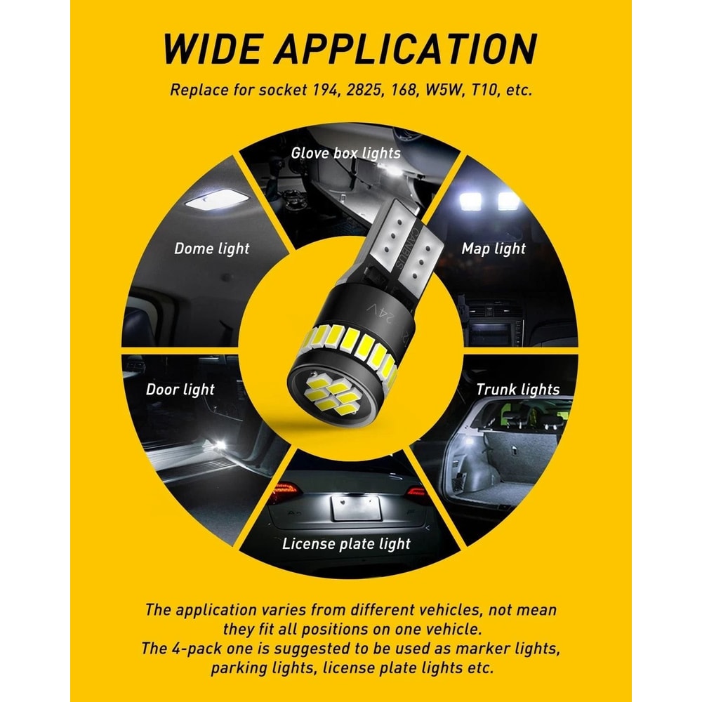 White Super Bright Canbus LED Light Bulb Xenon White No Polarity No Flicker 4