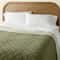 Lightweight FullQueen Reversible Quilt Tonal Green With Diamond Stitching Thread Count Polyester Fi 1