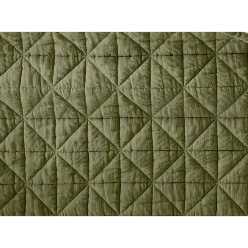 Lightweight FullQueen Reversible Quilt Tonal Green With Diamond Stitching Thread Count Polyester Fi 3