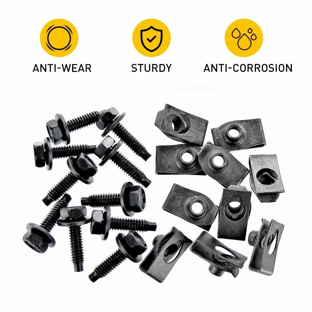 Truck Body Bolts UNut Clips Black Finish Durable Metal Simple Installation 5
