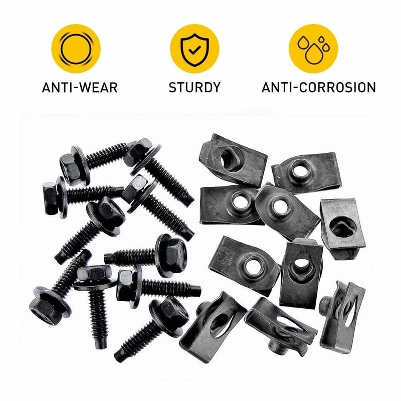 Truck Body Bolts UNut Clips Black Finish Durable Metal Simple Installation 5