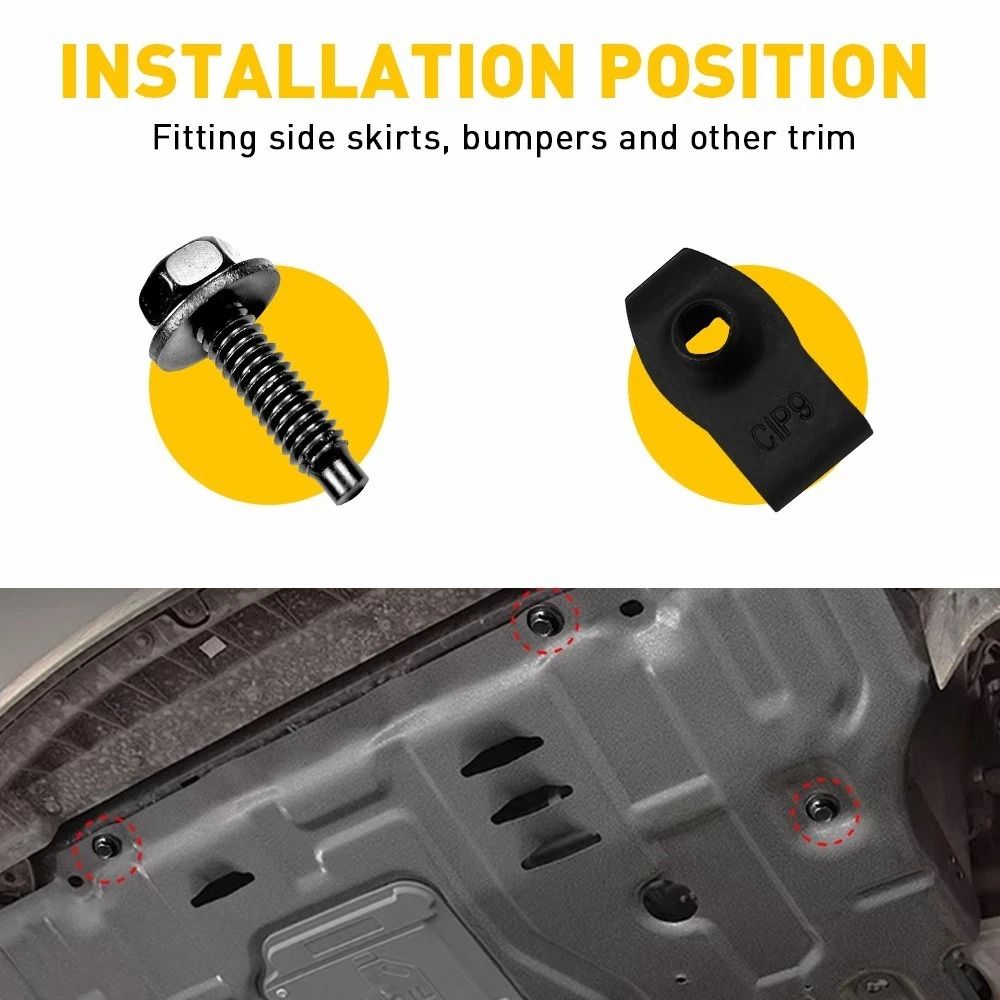Truck Body Bolts UNut Clips Black Finish Durable Metal Simple Installation 7