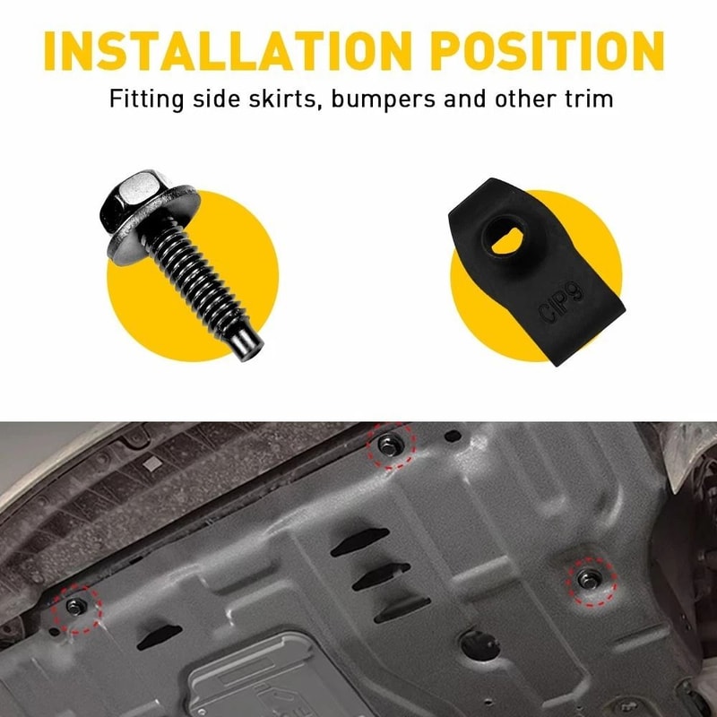 Truck Body Bolts UNut Clips Black Finish Durable Metal Simple Installation 7
