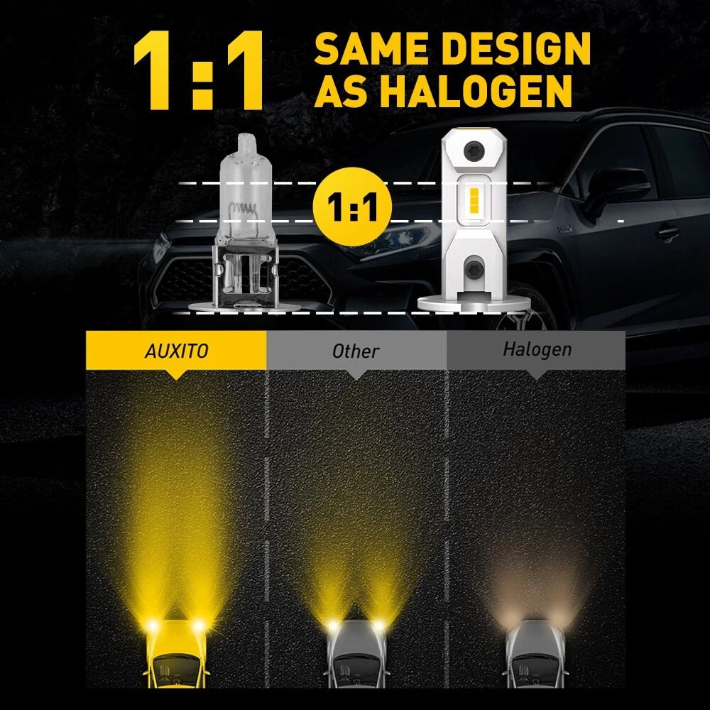 Yellow LED Fog Light Conversion Kit Headlight Bulbs Lamp Waterproof Long Lifespan No Error 1