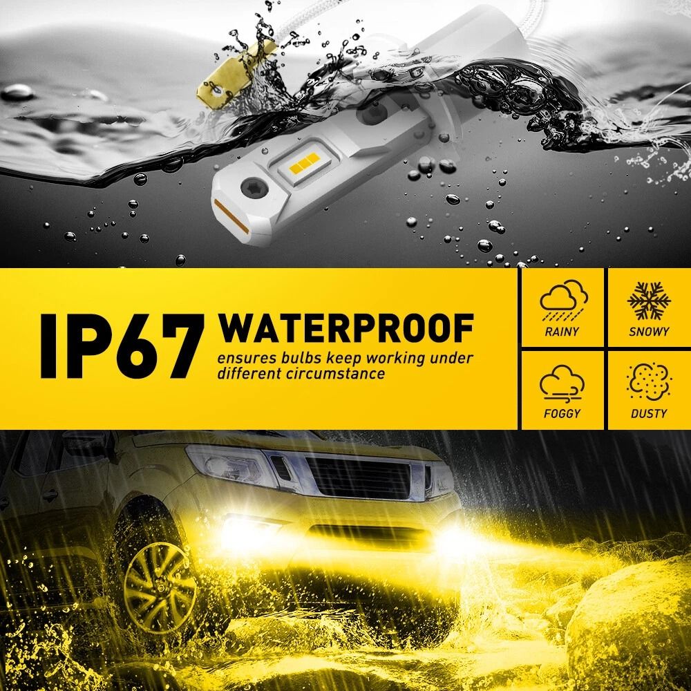 Yellow LED Fog Light Conversion Kit Headlight Bulbs Lamp Waterproof Long Lifespan No Error 4