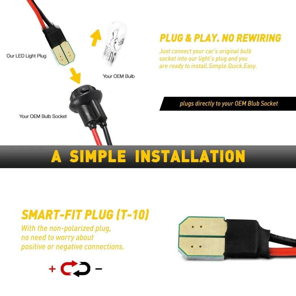 LED Smoke License Plate Light Bulbs Rear Assembly Lamps High Power LEDs Easy Installation 7