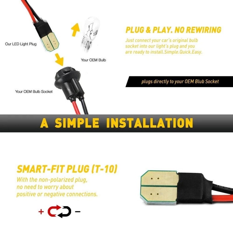 LED Smoke License Plate Light Bulbs Rear Assembly Lamps High Power LEDs Easy Installation 7
