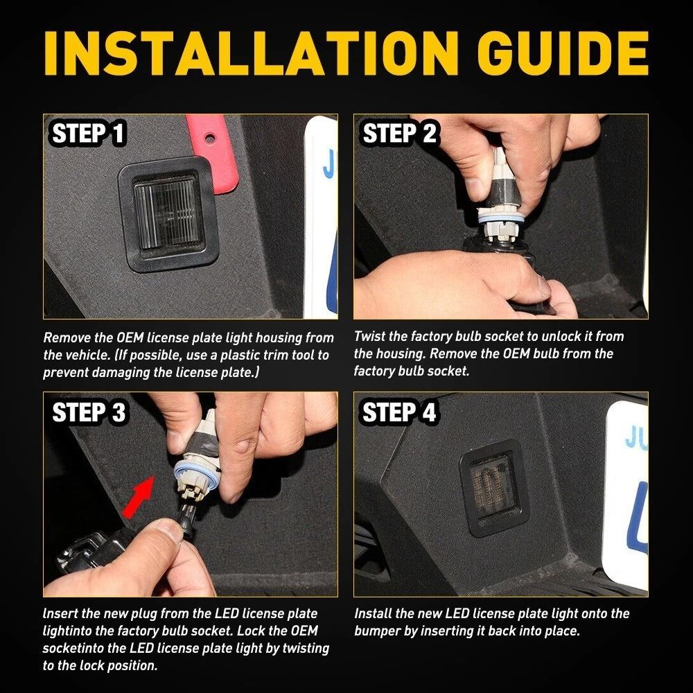 LED Smoke License Plate Light Bulbs Rear Assembly Lamps High Power LEDs Easy Installation 9