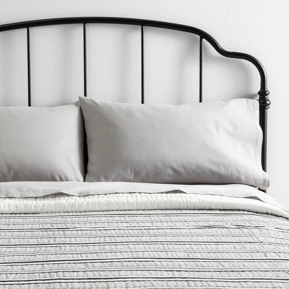 FullQueen Textured Stripe Quilt In Railroad Gray Hearth Hand With Magnolia Cozy Cotton Bedding 0