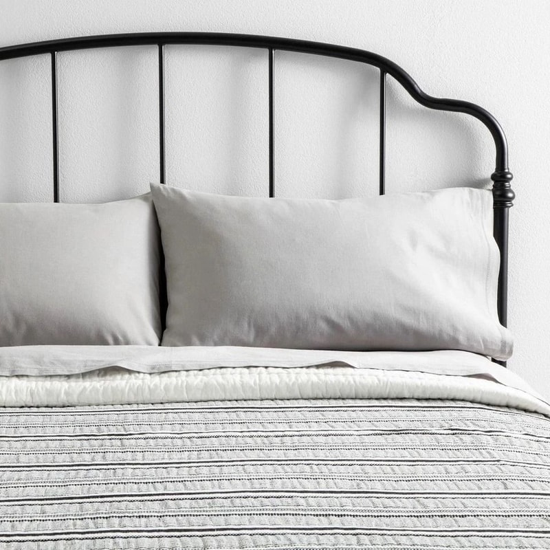 FullQueen Textured Stripe Quilt In Railroad Gray Hearth Hand With Magnolia Cozy Cotton Bedding 0