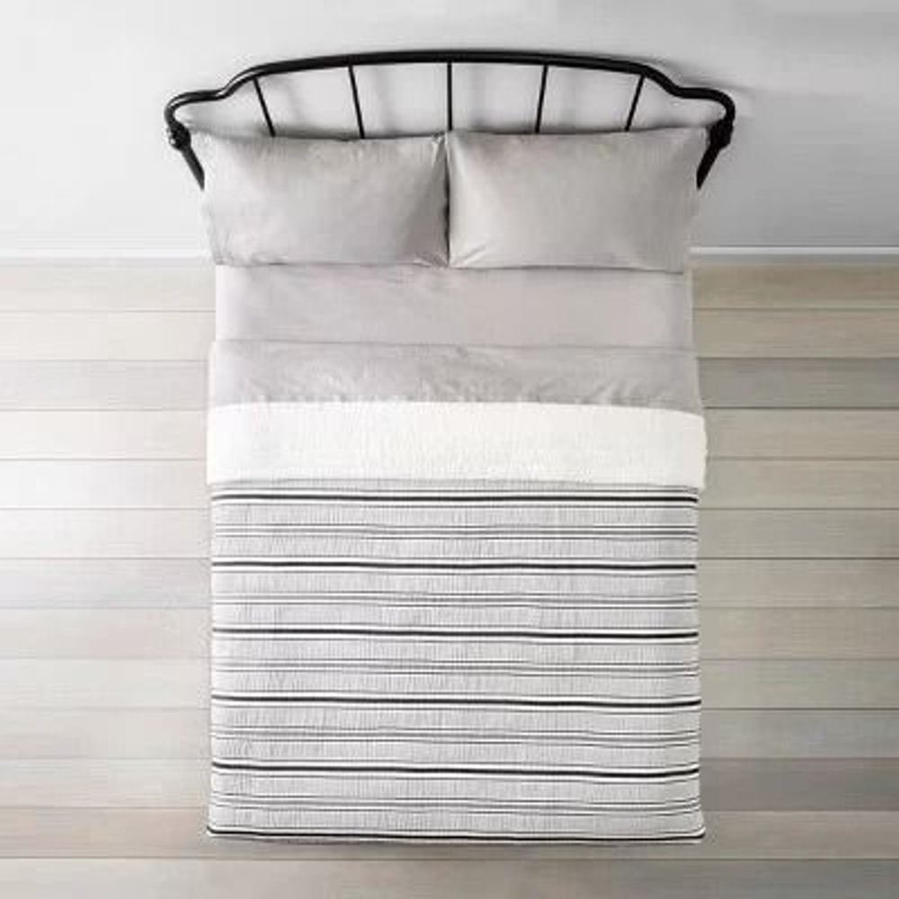 FullQueen Textured Stripe Quilt In Railroad Gray Hearth Hand With Magnolia Cozy Cotton Bedding 3