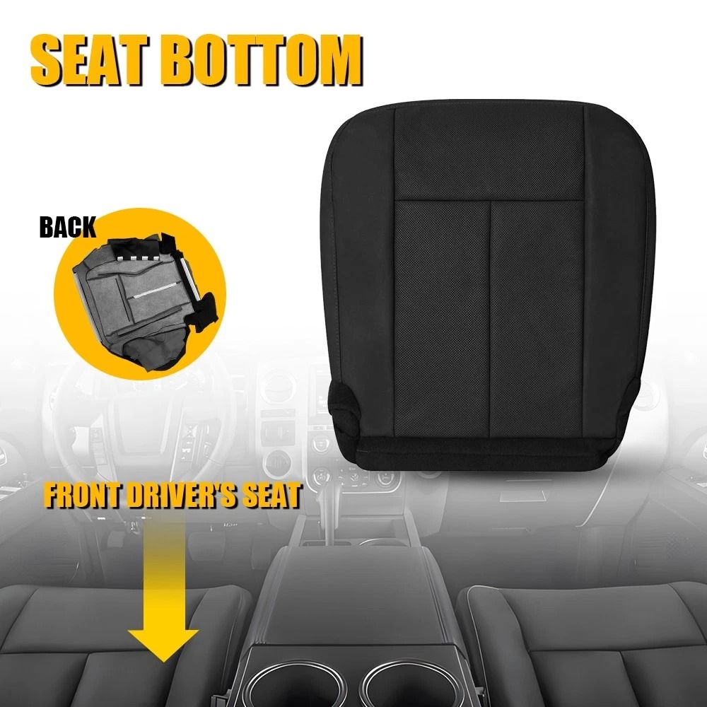 Perforated Leather Seat Cover Expedition Driver Bottom Black Comfortable Durable Car Seat Protecto 1