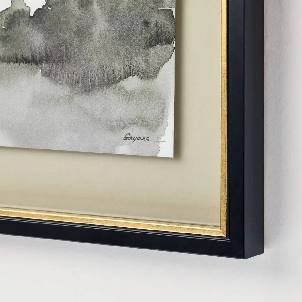 Hearth Hand Washed Stream Framed Wall Art Neutral Landscape Print Black And Gold Frame Nature Wall 1