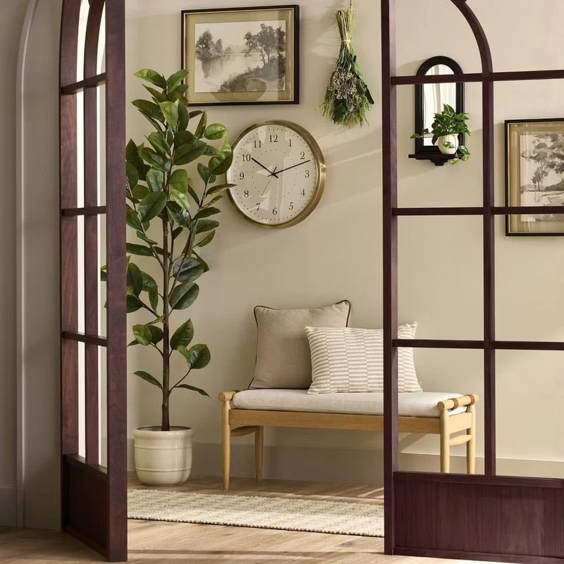 Hearth Hand Washed Stream Framed Wall Art Neutral Landscape Print Black And Gold Frame Nature Wall 2