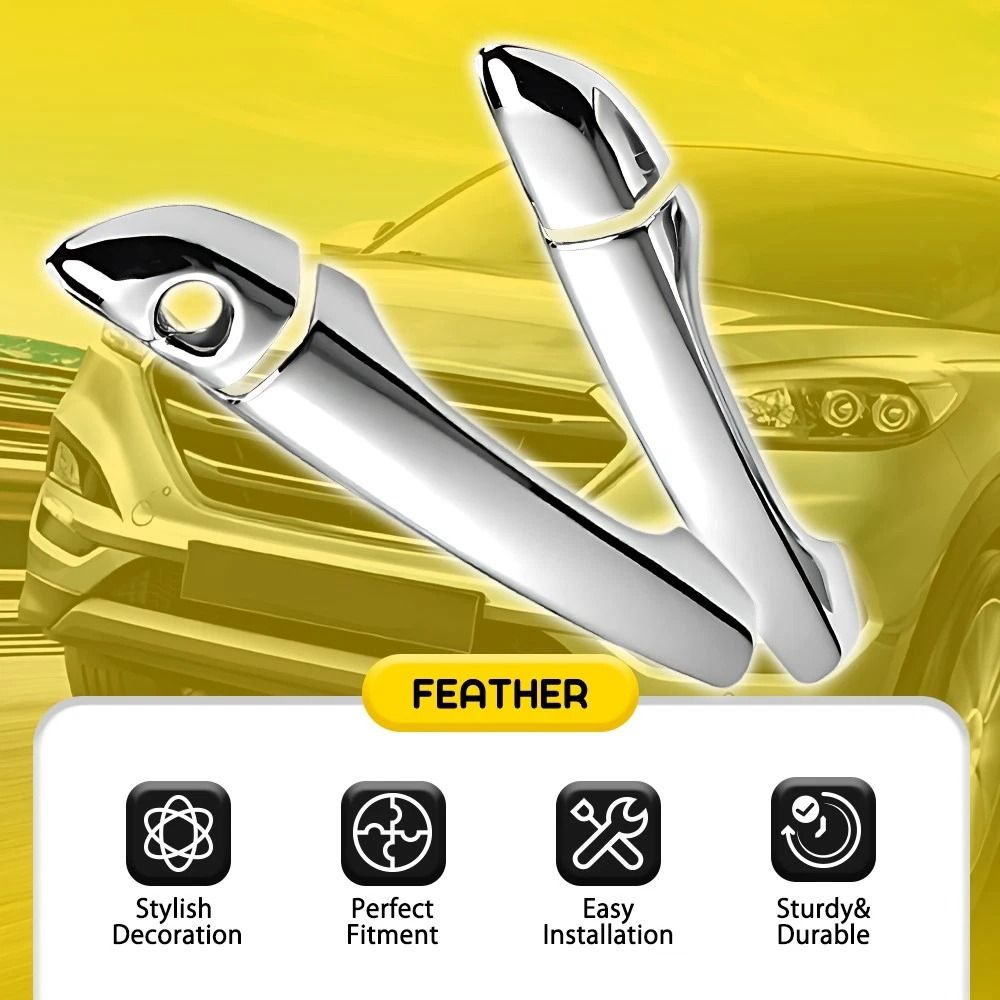 Chrome Exterior Door Handle Set For Left And Right Side Durable ScratchResistant Easy Adhesive Inst 3