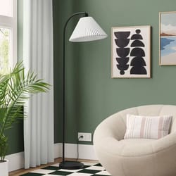 room essentials downbridge pleated floor lamp black, modern empire shade, height, rotary dimmer