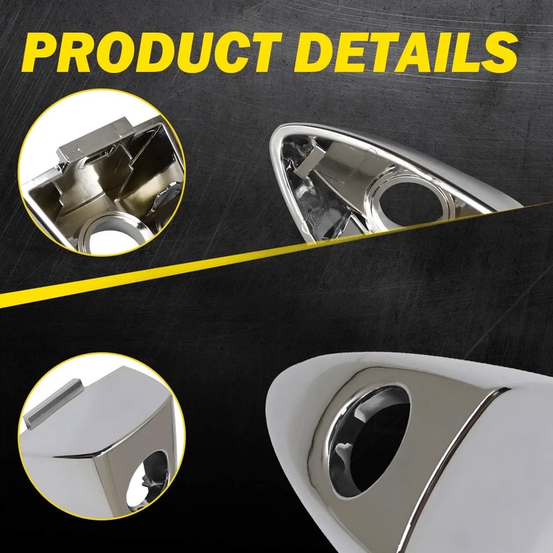Chrome Front Driver Door Handle Key Bezel Cover Durable Car Keyhole Bezel Simple Install HighQualit 4