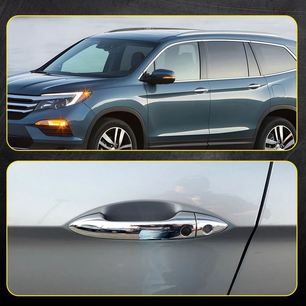 Chrome Front Driver Door Handle Key Bezel Cover Durable Car Keyhole Bezel Simple Install HighQualit 7