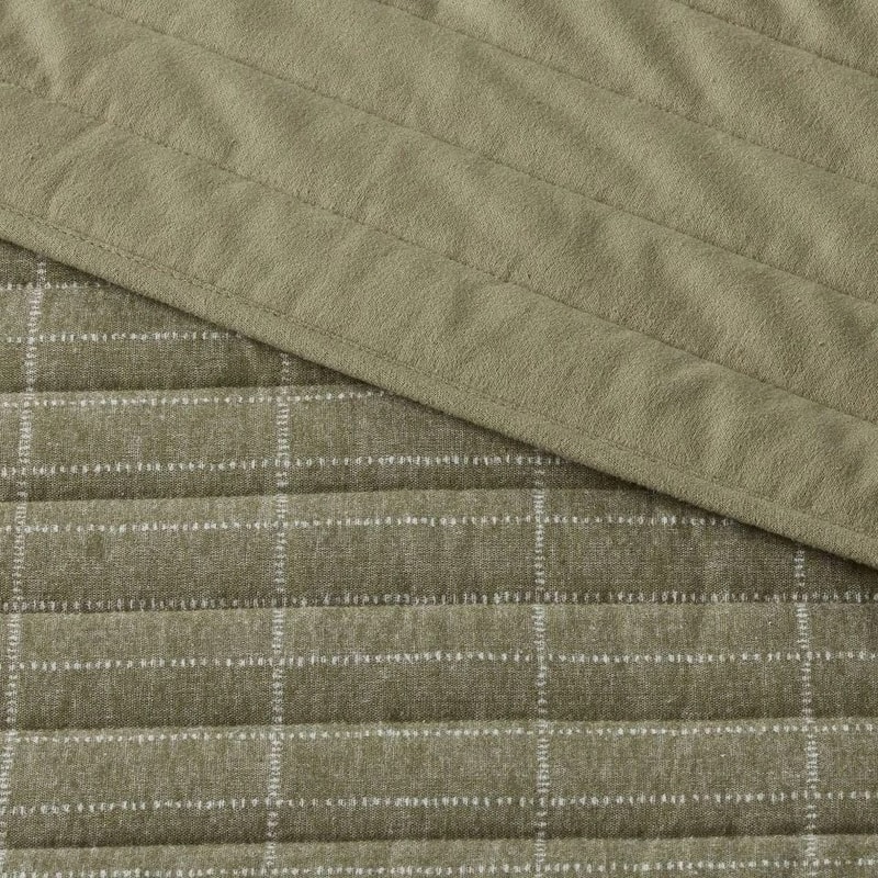 Dark Green FullQueen Flannel Windowpane Quilt Threshold Timeless Windowpane Pattern Soft Cotton Fa 2