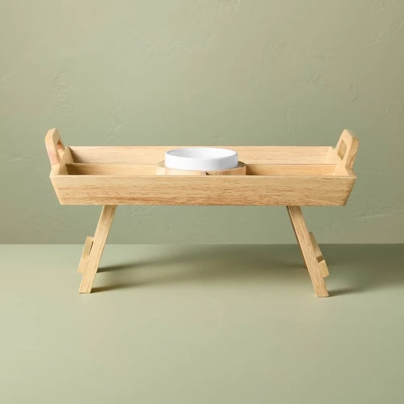 Rectangular Wood Serving Tray With White Ceramic Bowl BrownCream Hearth Hand By Magnolia 0