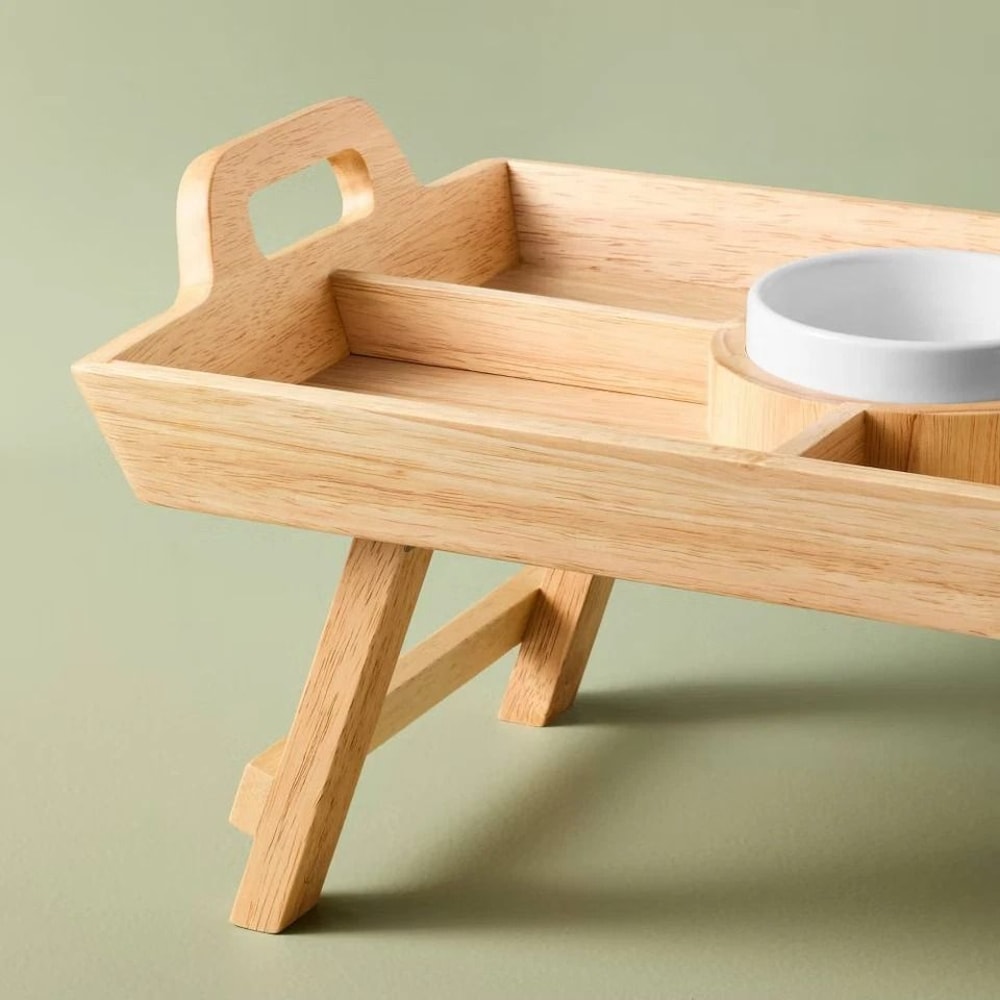 Rectangular Wood Serving Tray With White Ceramic Bowl BrownCream Hearth Hand By Magnolia 3