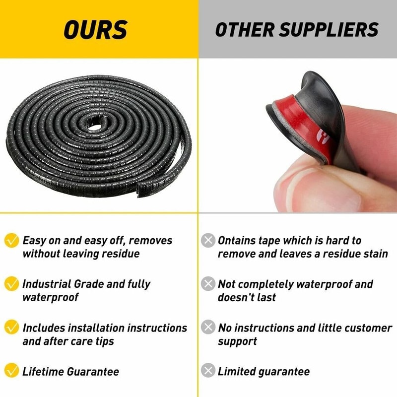Black Rubber U Shape Seal Guard Car Door Edge Protector Trim Molding For Auto Easy Install No Pain 8