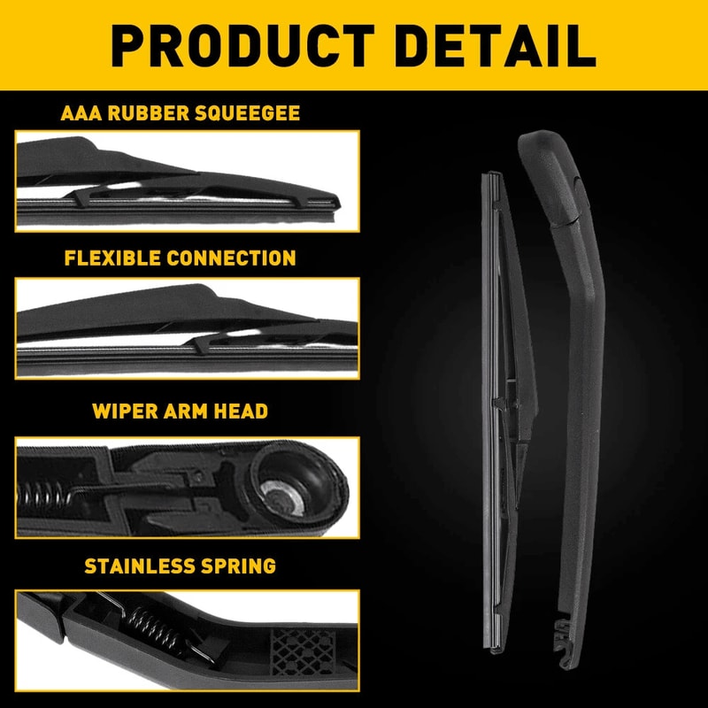 Quality Rear Wiper Arm Blade High Strength Spring Perfect Fit LongLasting Smooth Operation For Saf 5