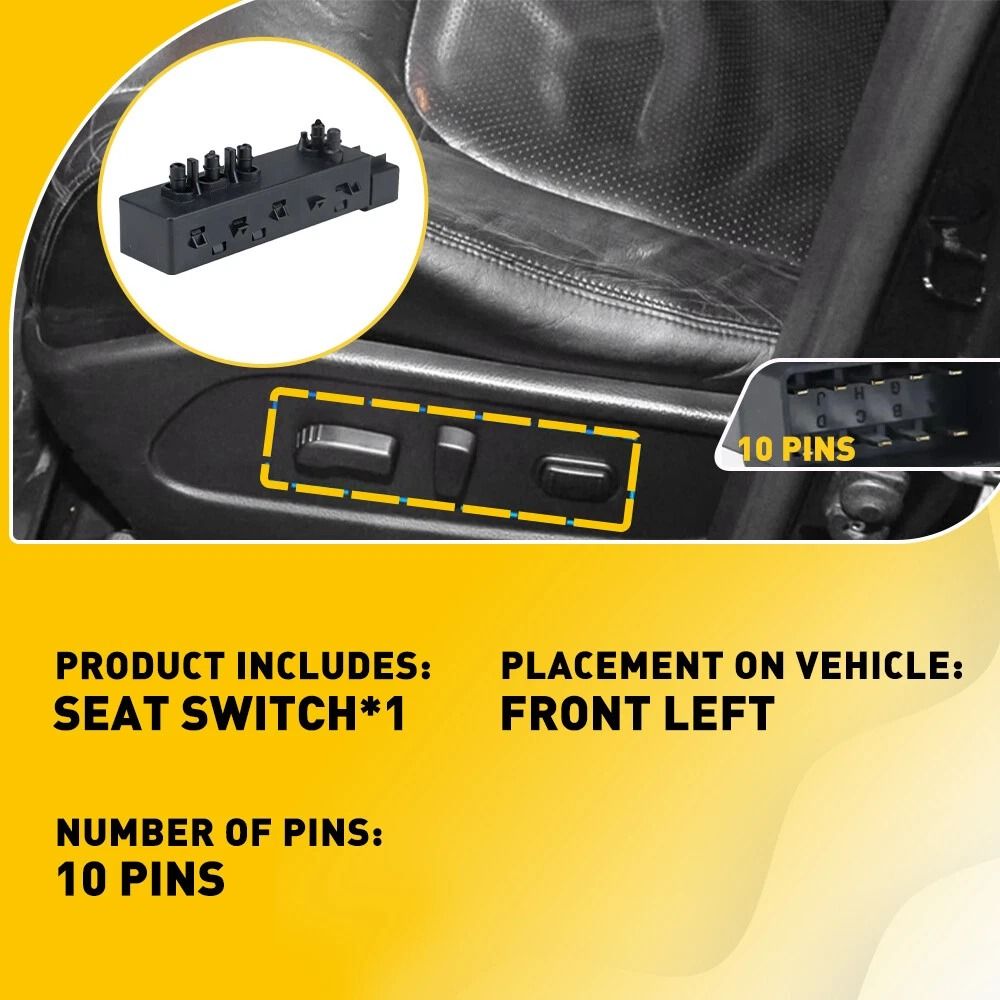 Power Seat Switch Driver Side Black Replacement For Units PlugandPlay Longlasting Quality 4